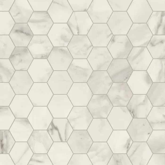 Vinyl Flooring White/Gray Hexa