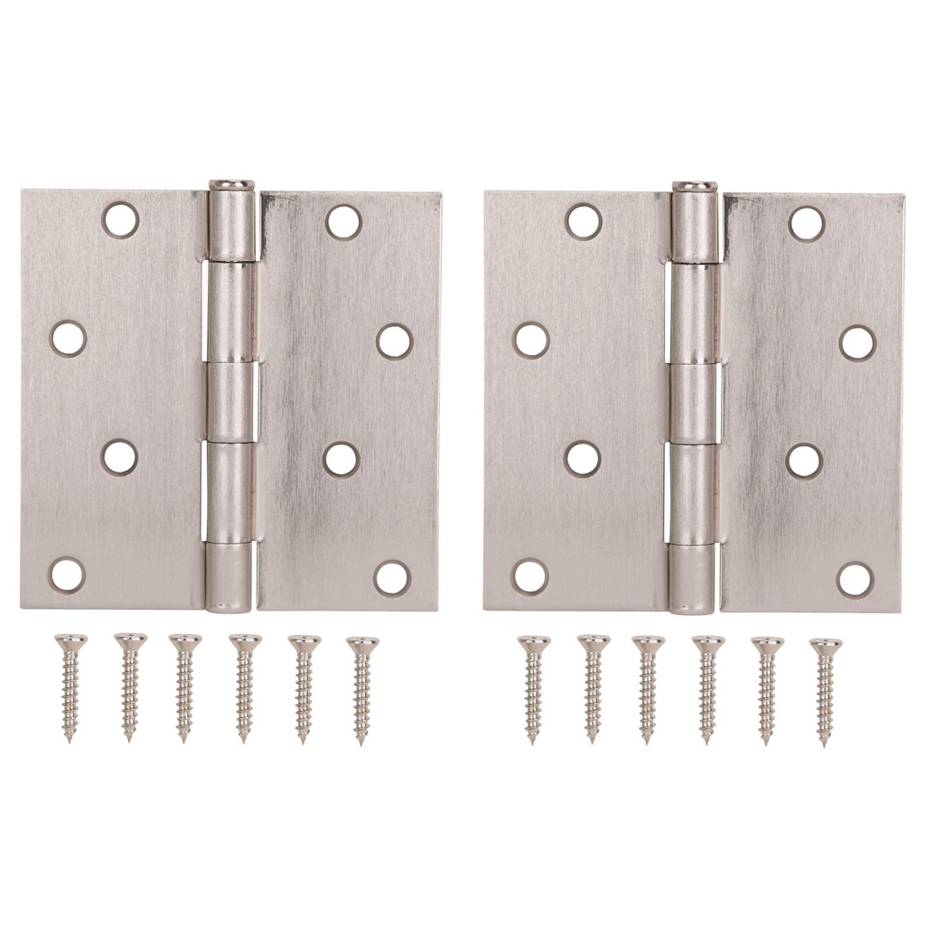 Door Hinge 4" Square Corner Satin Nickel