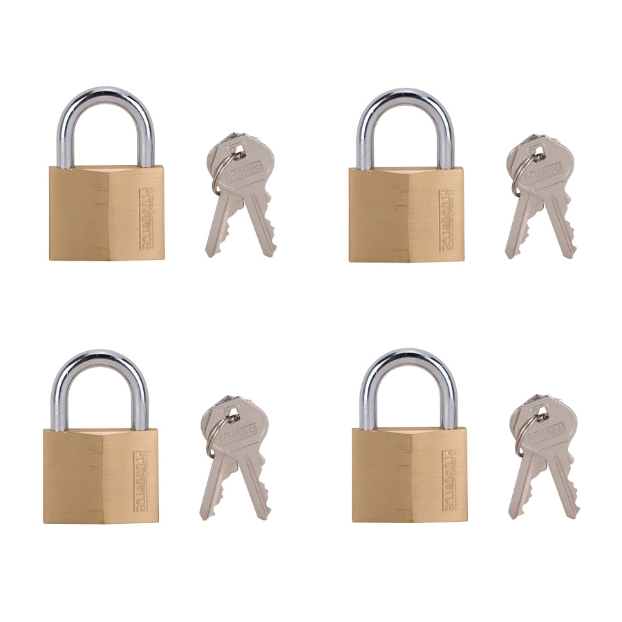 Padlock Set Solid Brass 1-1/2" Wide 1" Shackel Clearance 4pk