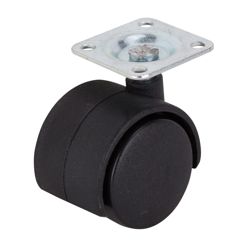 Caster Swivel Plate 1-5/8" Black Nylon Wheel 40lb 2pk