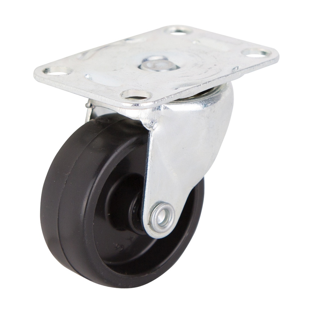 Caster Swivel Plate 1-5/8" Zinc/Black Plastic Wheel 50lb 4pk