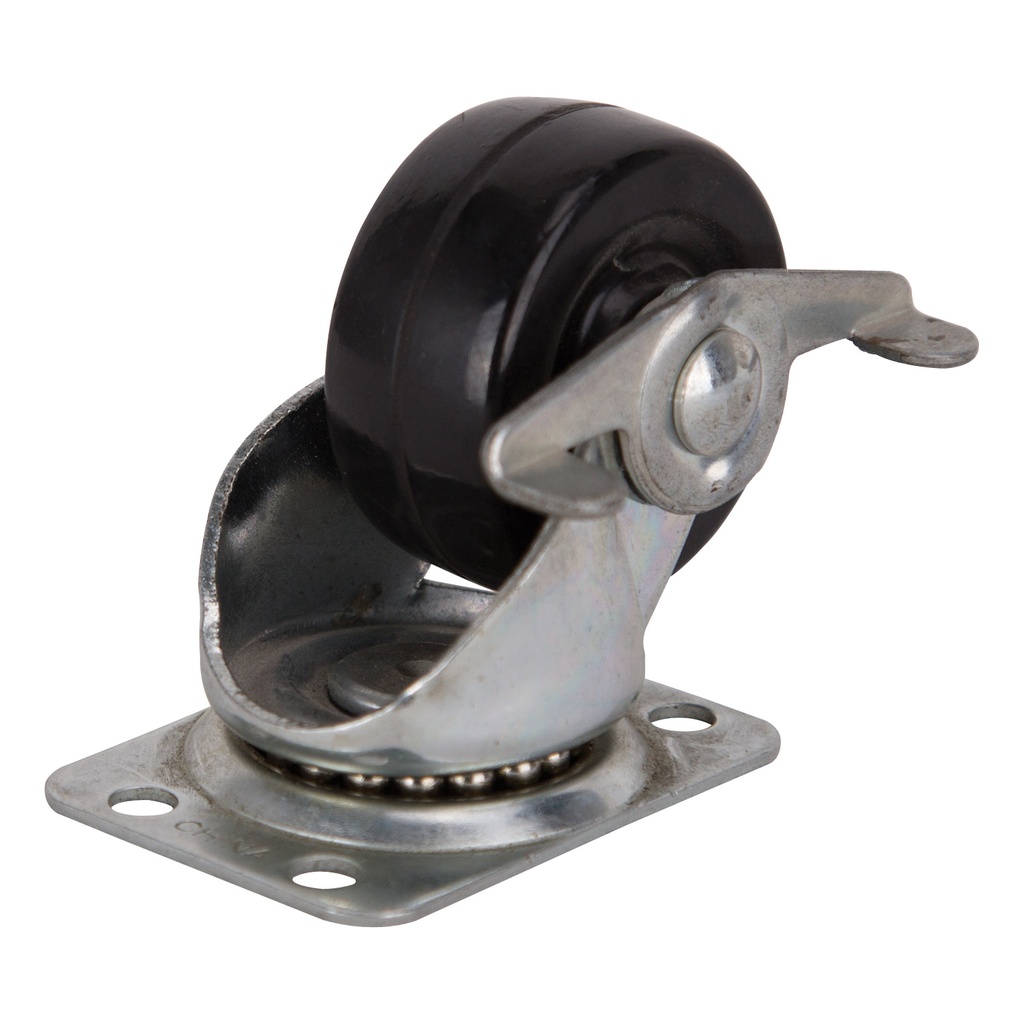 Caster Swivel Plate 2" Black Rubber Wheel w/Brake 125lb