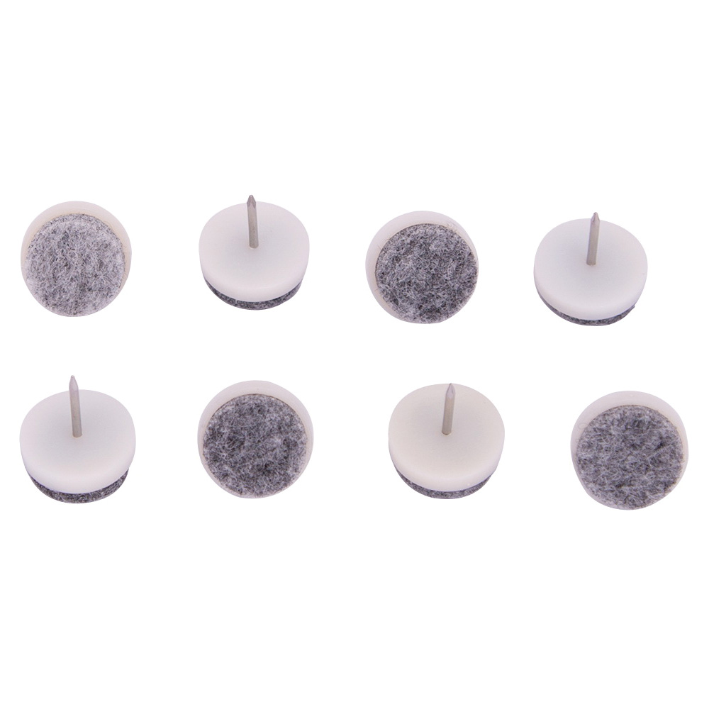 Furniture Glide 3/4" White Nail On Plastic w/Felt Cushion PK8