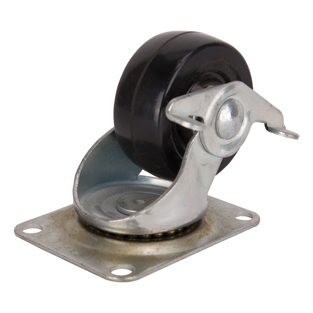 Caster Swivel Plate 3" Black Rubber Wheel w/Brake 210lb