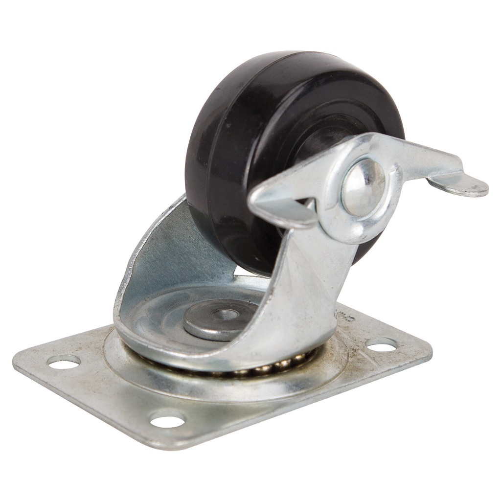 Caster Swivel Plate 2-1/2" Black Rubber Wheel w/Brake 130lb