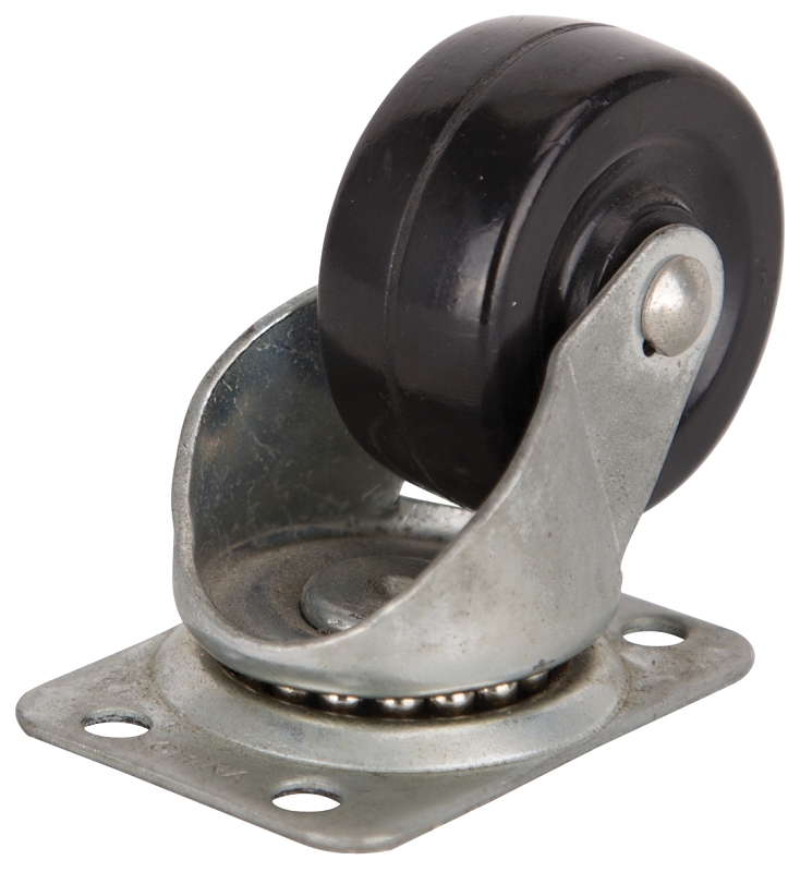 Caster Swivel Plate 2" Black Rubber Wheel 125lb
