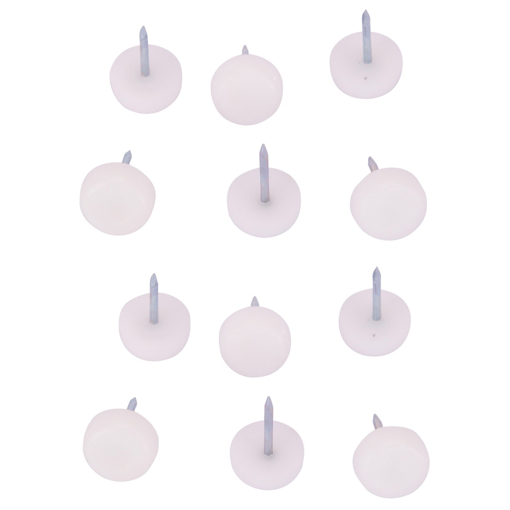 Furniture Glide 5/8" White Nail On Plastic Round PK12
