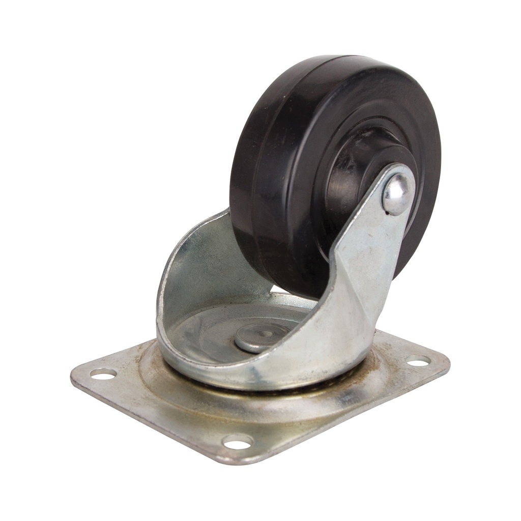 Cater Swivel Plate 4" Black Rubber Wheel 225lb