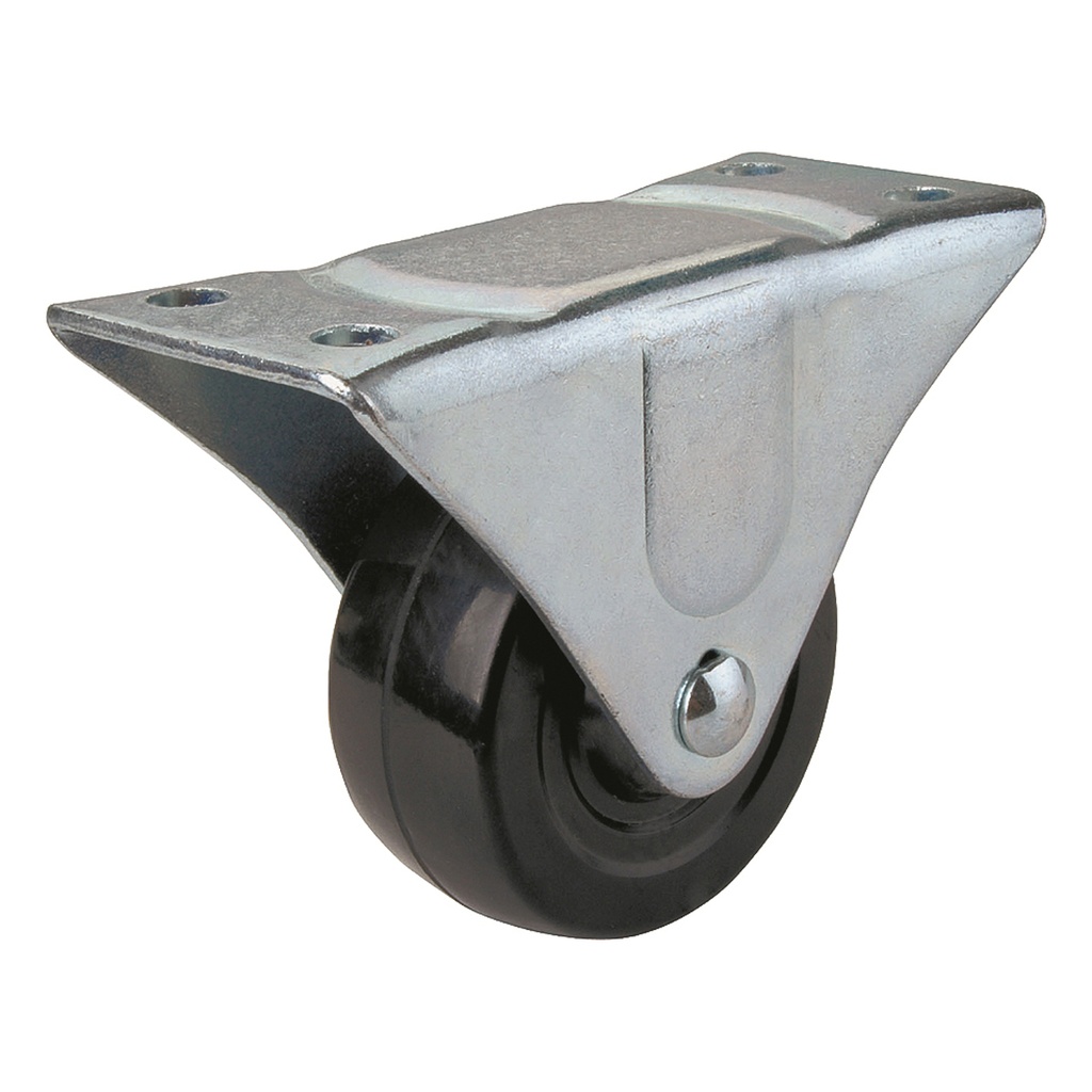 Cater Rigid Plate 3" Black Rubber Wheel 210lb