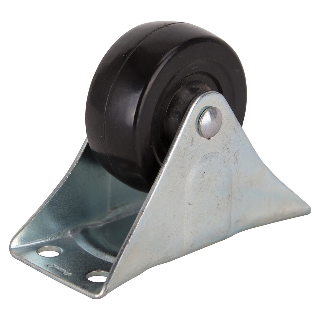 Caster Rigid Plate 2-1/2" Black Rubber Wheel 130lb