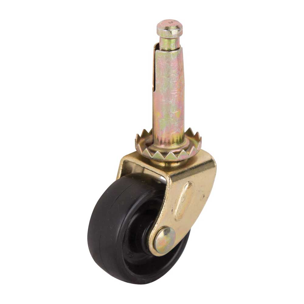 Caster Stem 1-1/4" Brass/Black Plastic Wheel 40lb 4pk