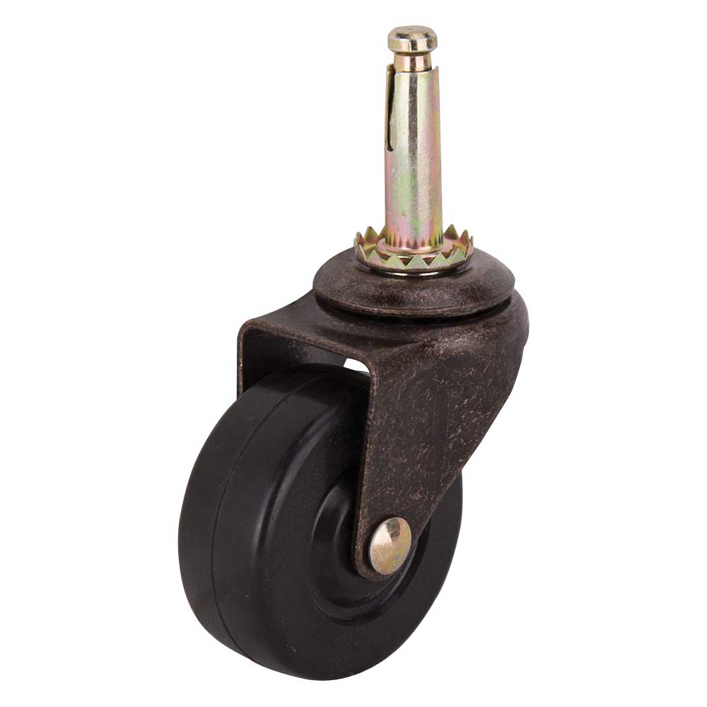 Caster Stem 2" Antique Copper/Black Rubber Wheel 90lb 2pk