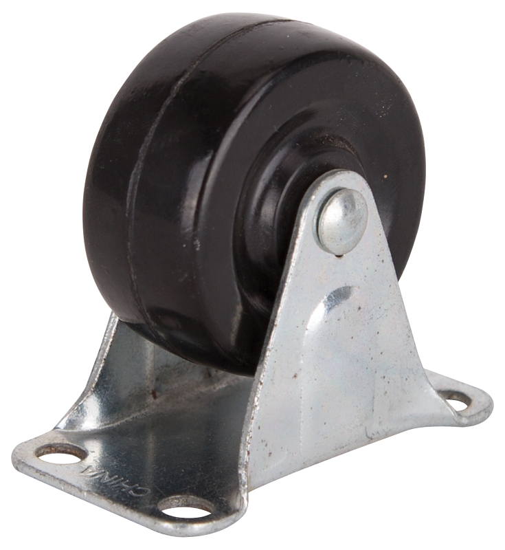Caster Rigid Plate 2" Rubber Wheel 125LB  