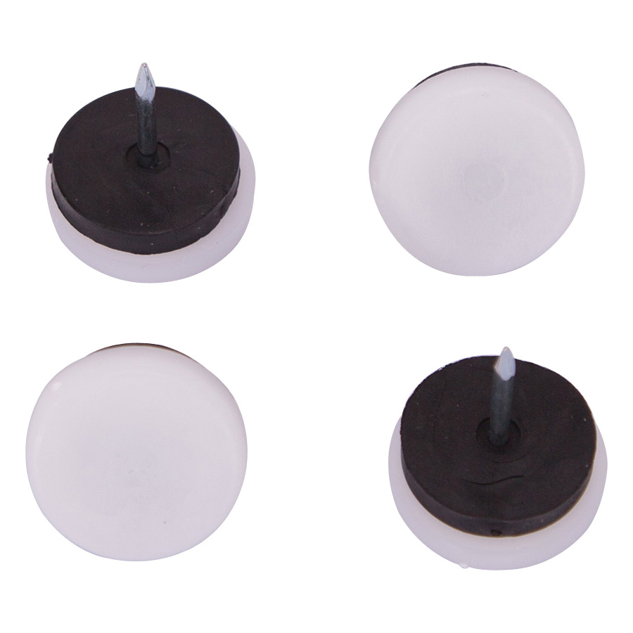 Furniture Glide 7/8" White Nail On Plastic w/Cushion PK4