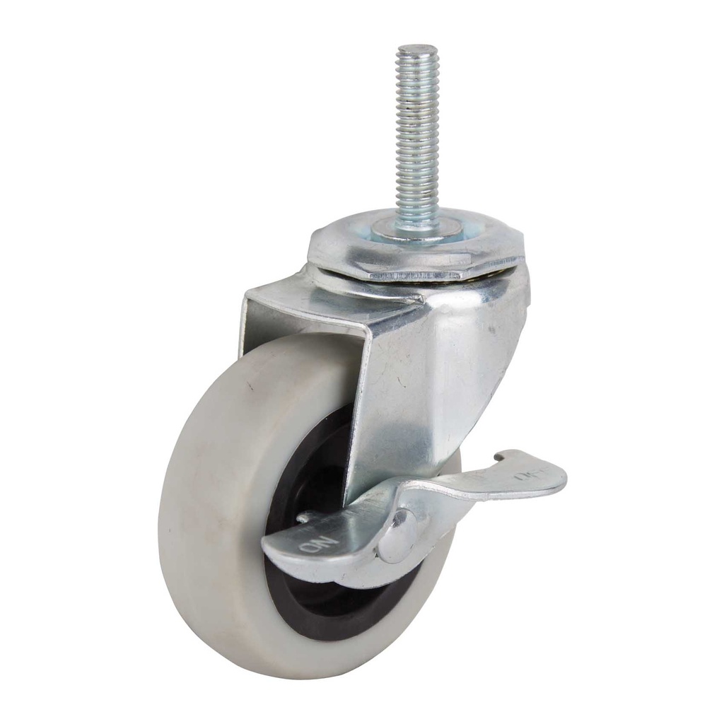Caster Swivel Stem 3" Rubber Wheel w/Brake 130LB 3/8" Stem 