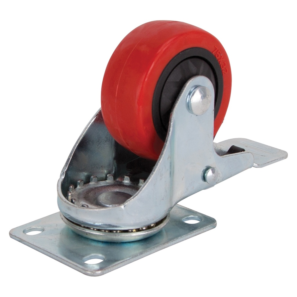 Caster Swivel Plate 3" Polyurethane Wheel w/Brake 176lb