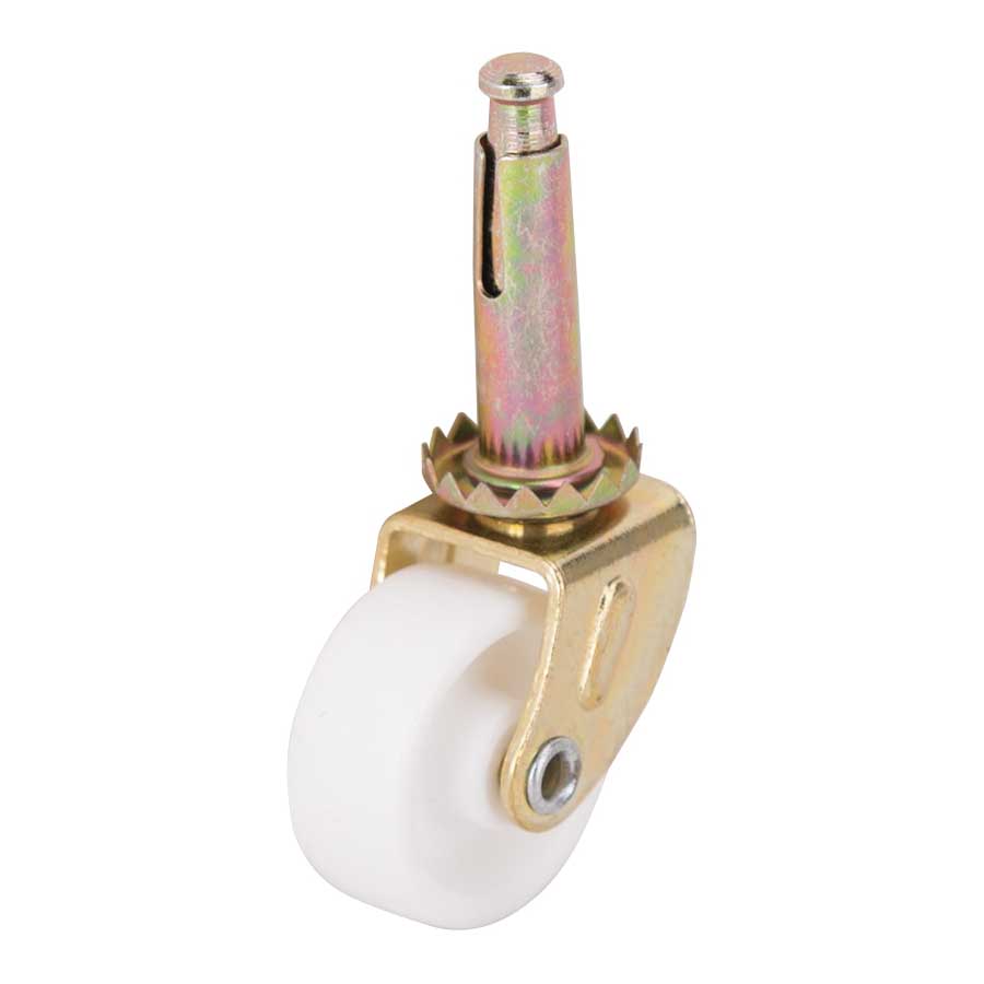 Caster Stem 1-1/4" Brass/White Plastic Wheel 40lb 4pk