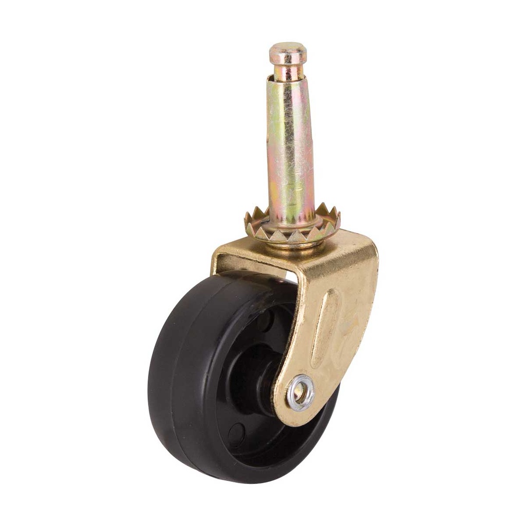 Caster Stem 1-5/8" Brass/Black Plastic Wheel 50lb 4pk