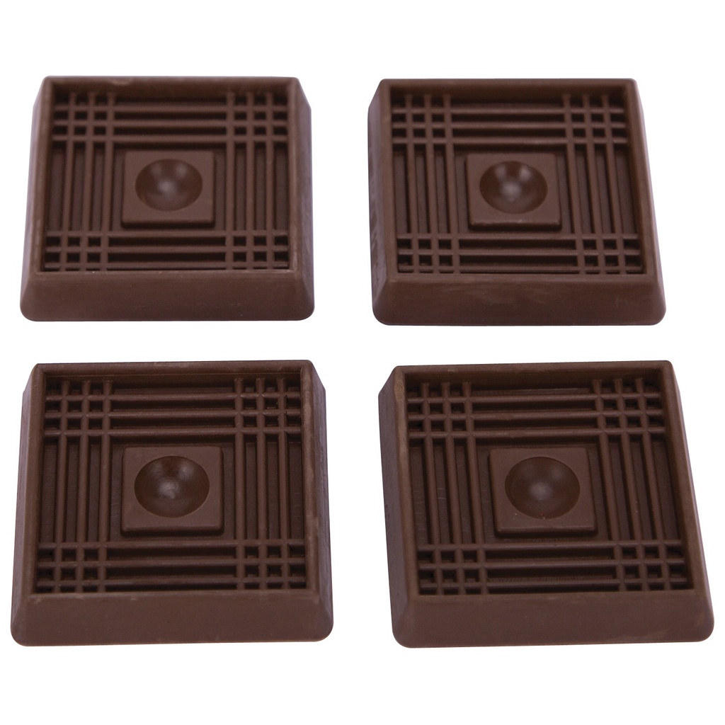 Furniture Cup 2" Square Rubber Brown PK4