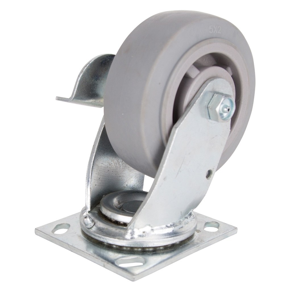 Caster Swivel Plate 5" Rubber Wheel w/Brake 450LB