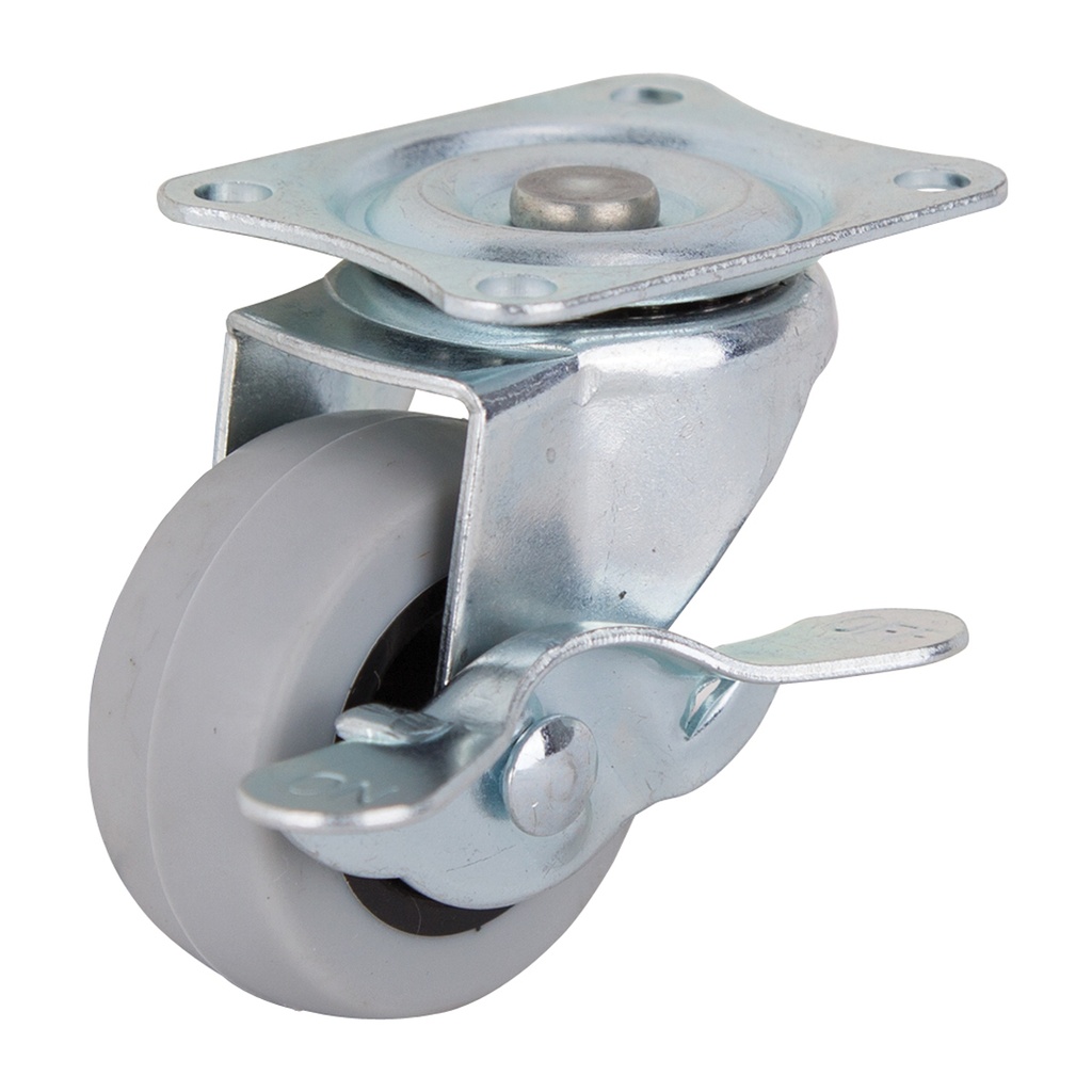 Caster Swivel Plate 2" Thermoplastic Rubber Wheel w/Brake 105lb
