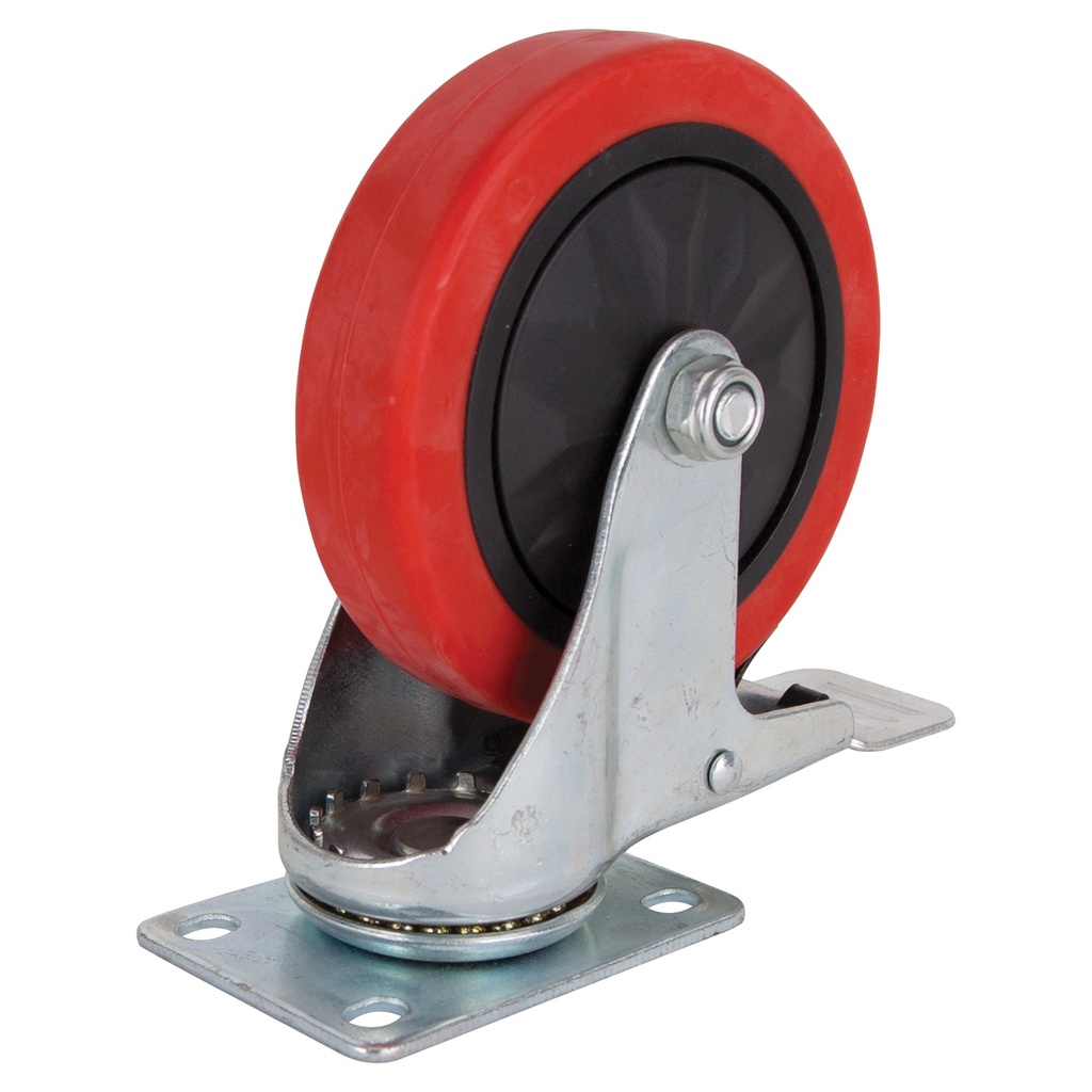 Caster Swivel Plate 5" Polyurethane Wheel w/Brake 275lb