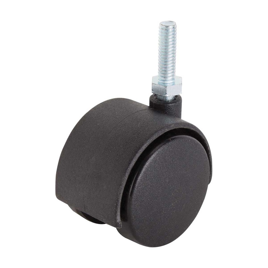 Caster Threaded Stem 2" Black Nylon Wheel 75lb 2pk