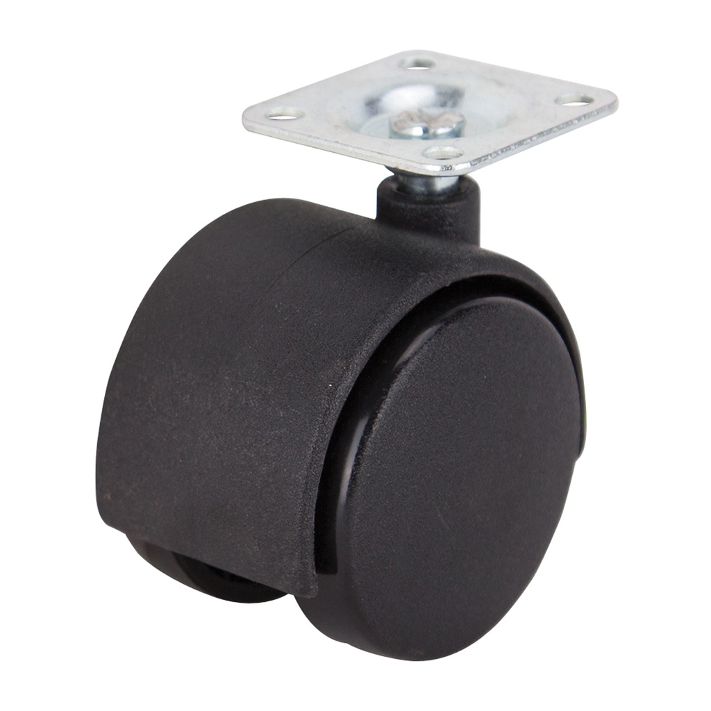 Caster Swivel Plate 2" Black Nylon Wheel 75lb 2pk