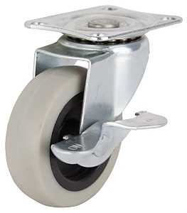 Caster Swivel Plate 3" Thermoplastic Rubber Wheel w/Brake 130lb