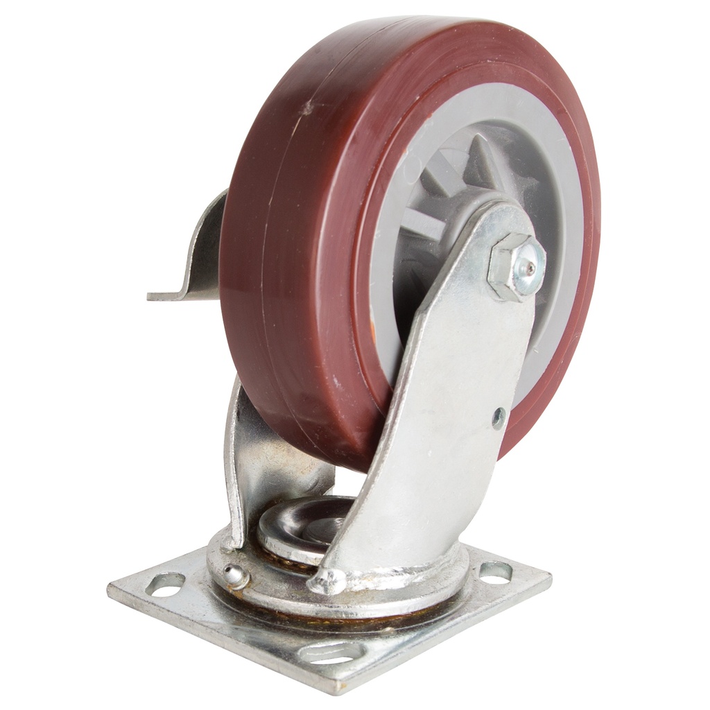 Caster Swivel Plate 6" Polyurethane Wheel w/Brake 500LB