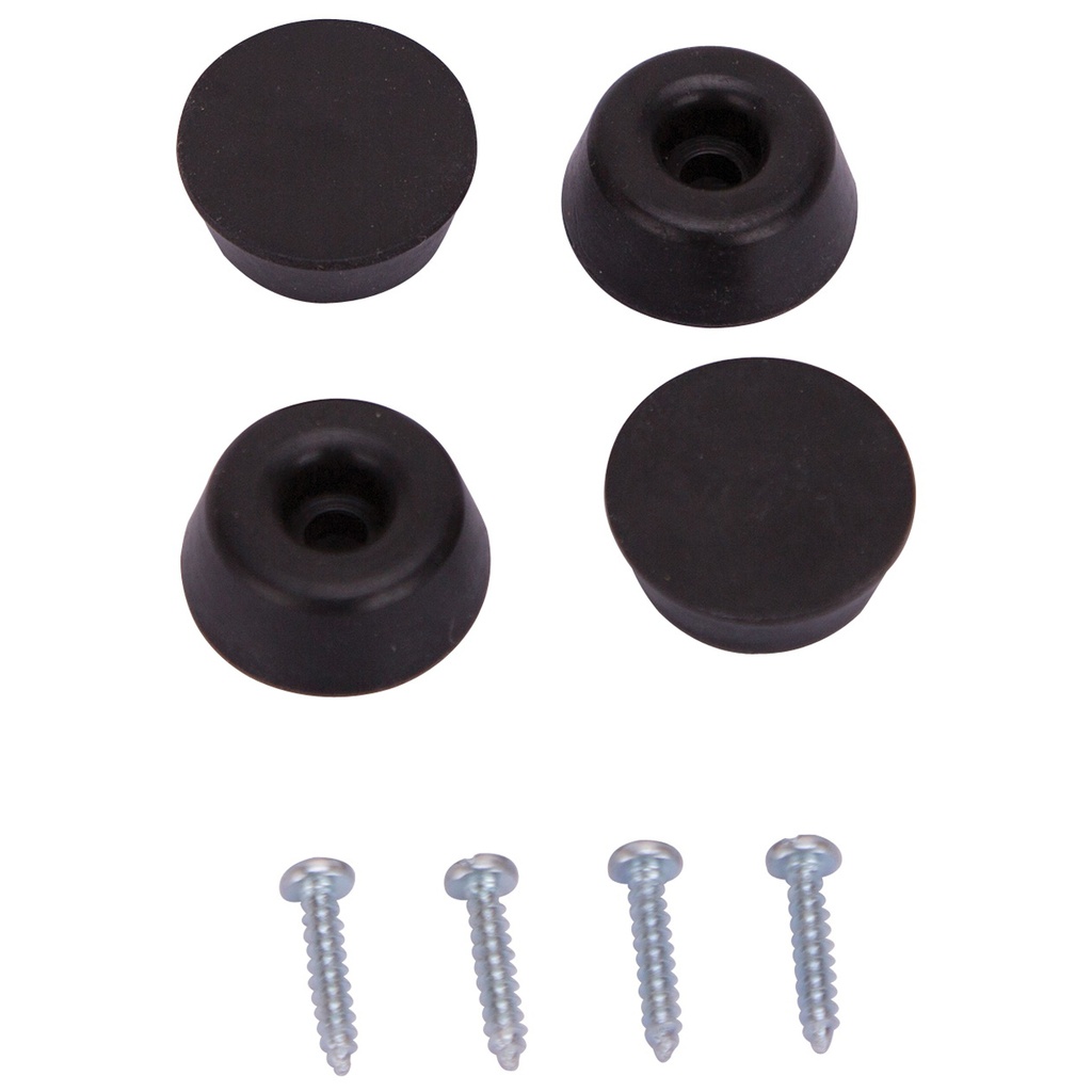 Furniture Bumper Screw 7/8" Black Rubber Round PK4