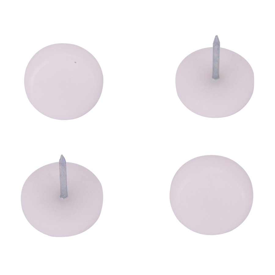 Furniture Glide 7/8" White Nail On Plastic Round PK4