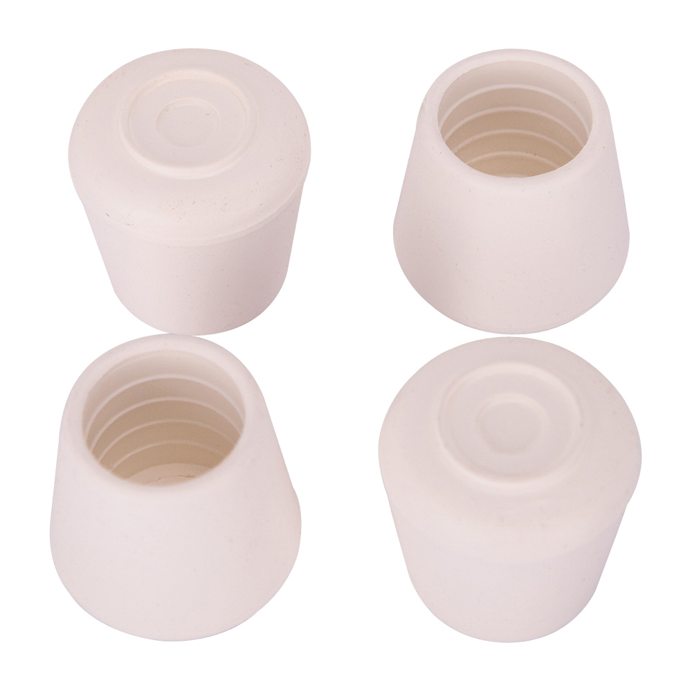 Furniture Leg Tip 1" White Rubber PK4