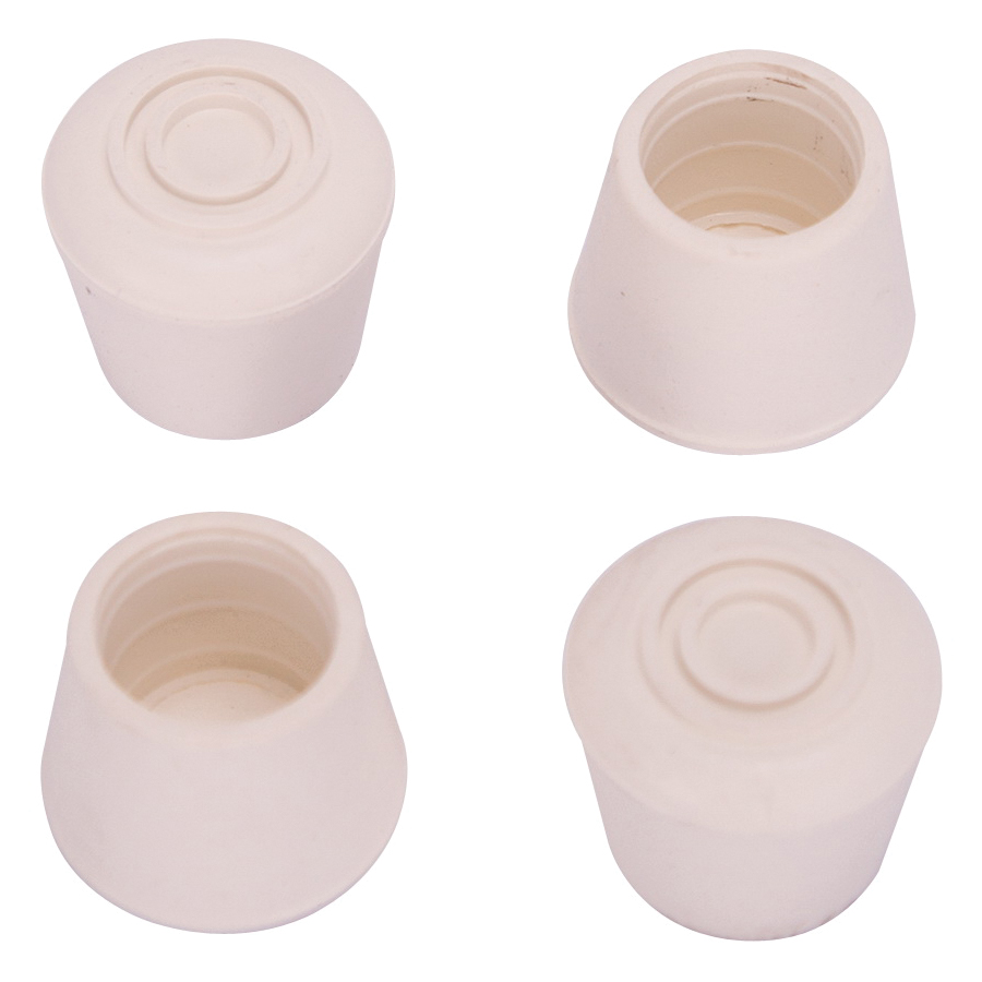 Furniture Leg Tip 3/4" White Rubber PK4