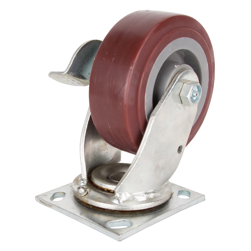 Caster Swivel Plate 5" Polyurethane Wheel w/Brake 450LB