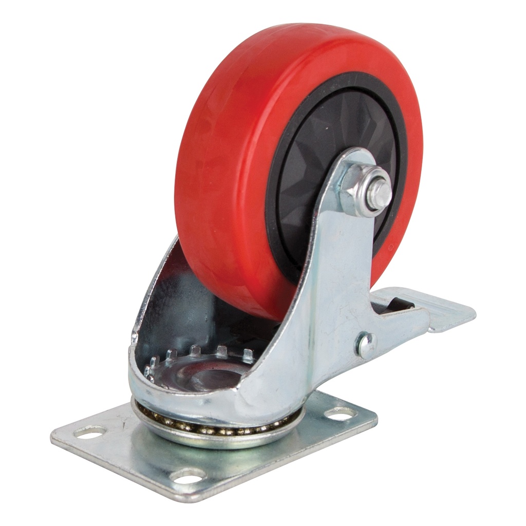 Caster Swivel Plate 4" Polyurethane Wheel w/Brake 220lb