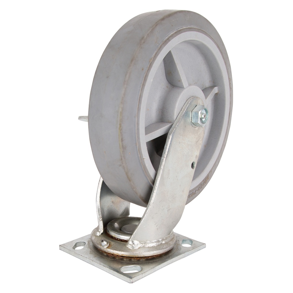 Caster Swivel Plate 8" Rubber w/Brake 750LB