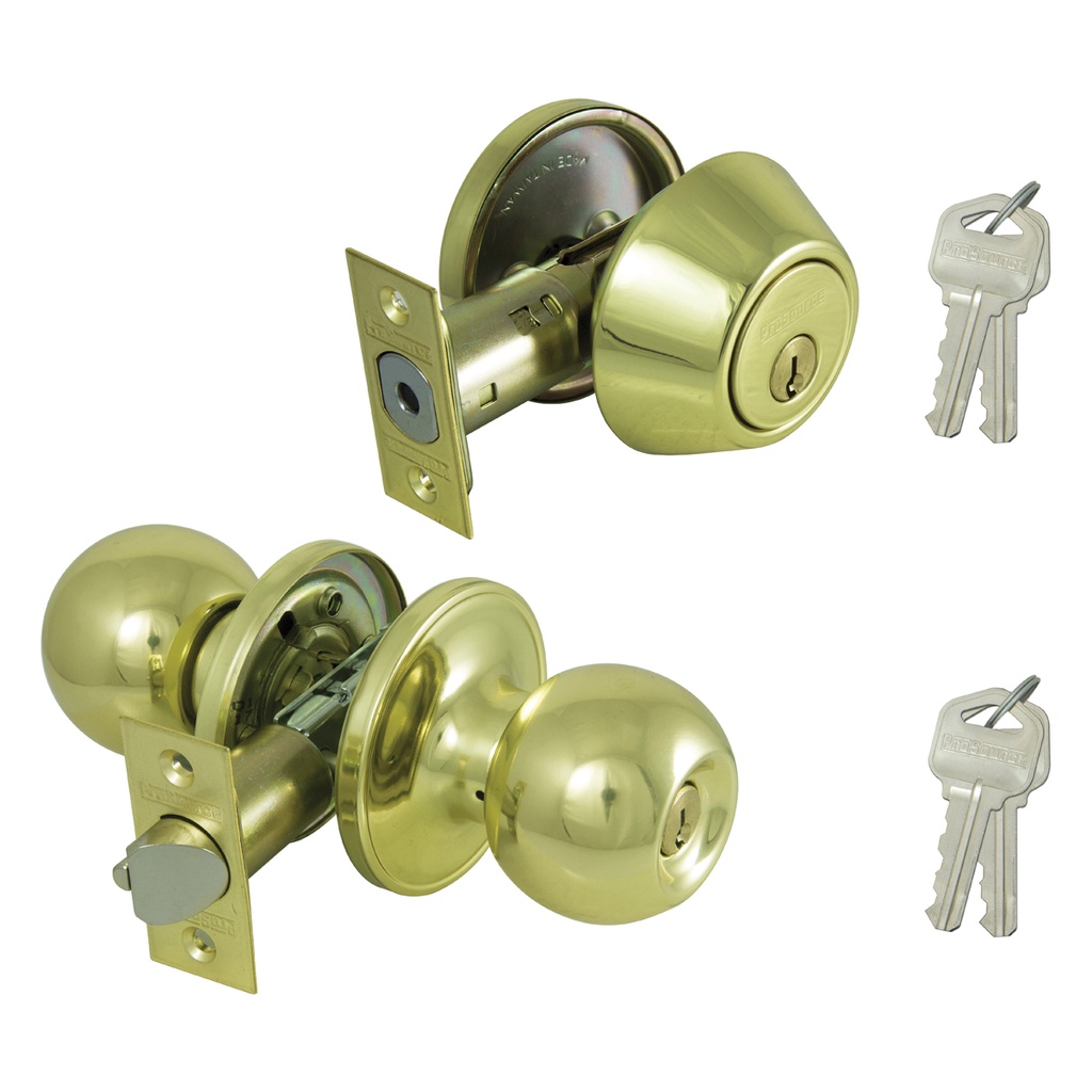 Deadbolt & Entry Lockset Polished Brass Saturn
