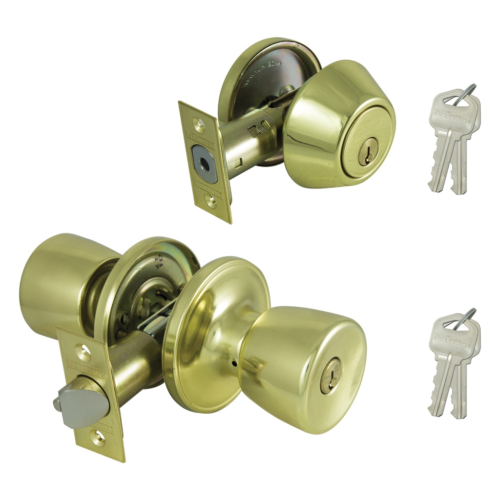 Deadbolt & Entry Lockset Polished Brass 