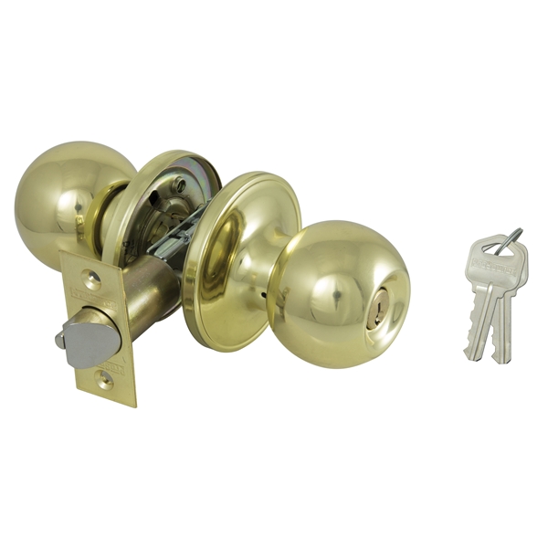 Door Knob Entry Polished Brass Tubular