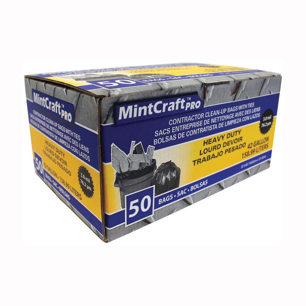 Trash Bag 42Gal 3mil Contractor Black BX50