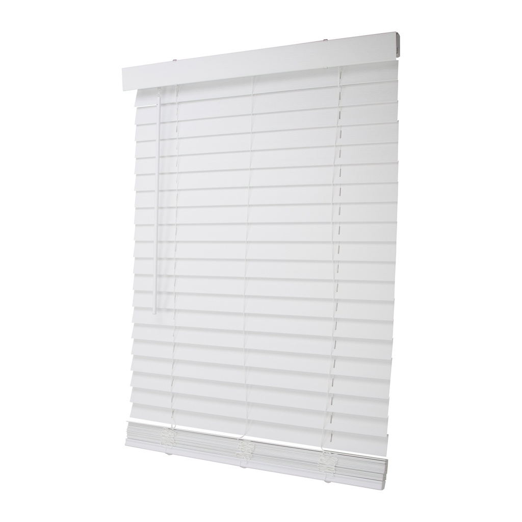 Blind Mini Cordless 31"x72" White Faux Wood 2" Slats