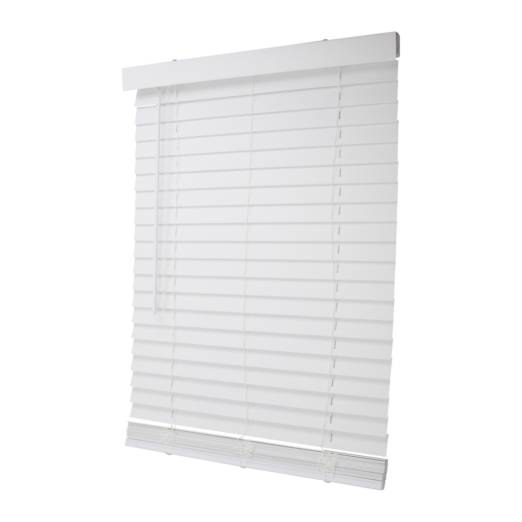 Blind Mini Cordless 29"x72" White Faux Wood 2" Slats