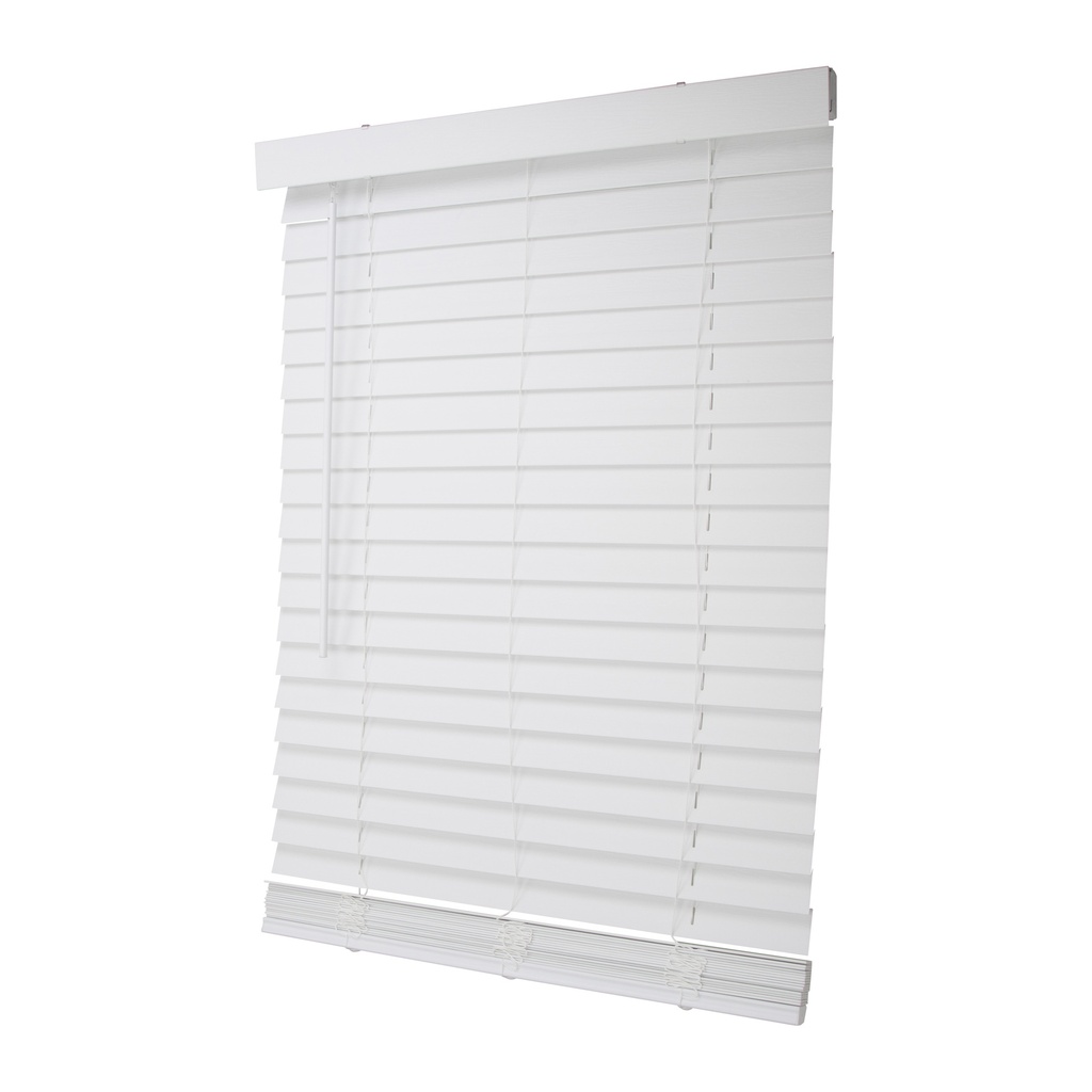 Blind Mini Cordless 31"x64" White Faux Wood 2" Slats