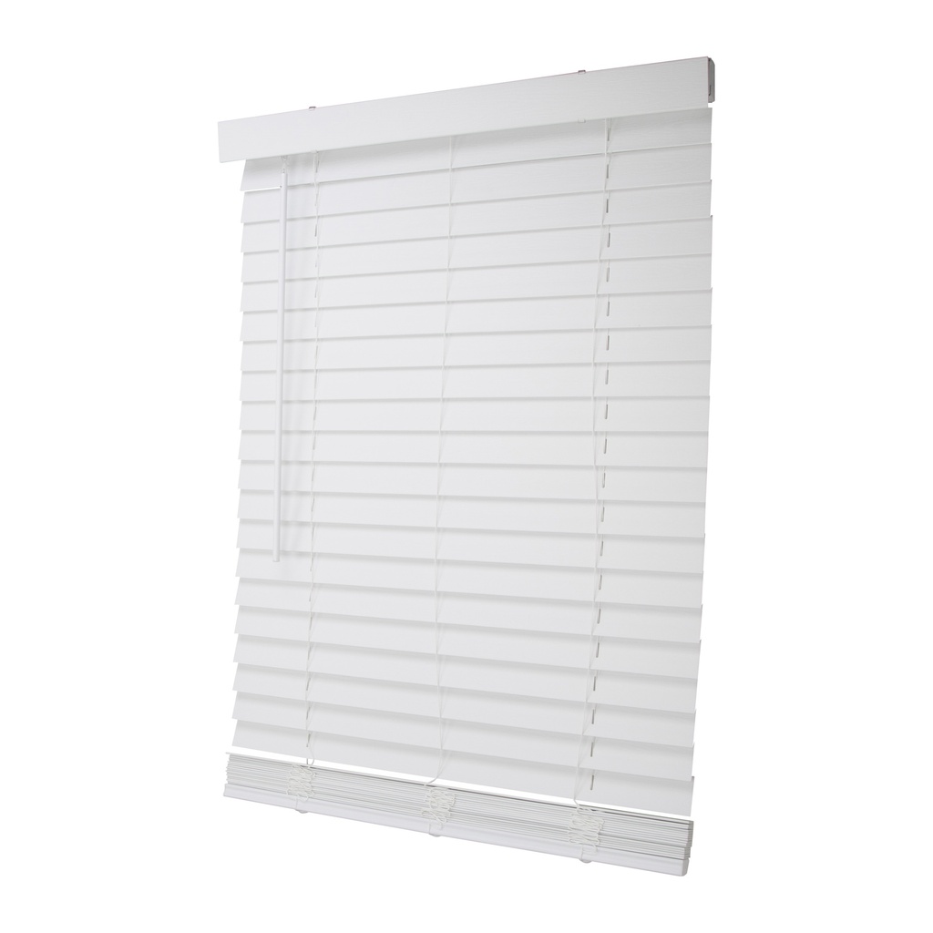Blind Mini Cordless 27"x64" White Faux Wood 2" Slats