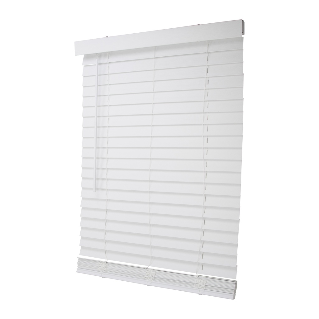 Blind Mini Cordless 29"x64" White Faux Wood 2" Slats
