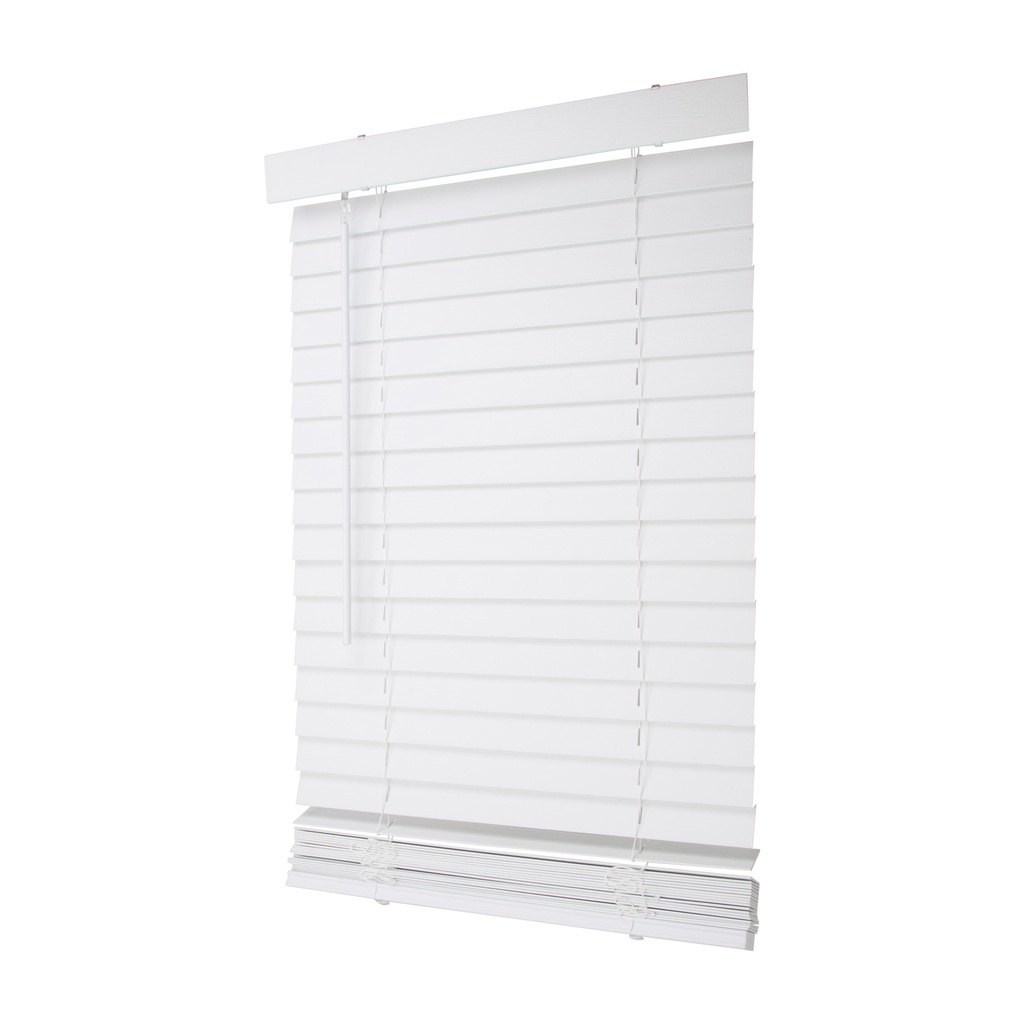 Blind Mini Cordless 23"x72" White Faux Wood 2" Slats
