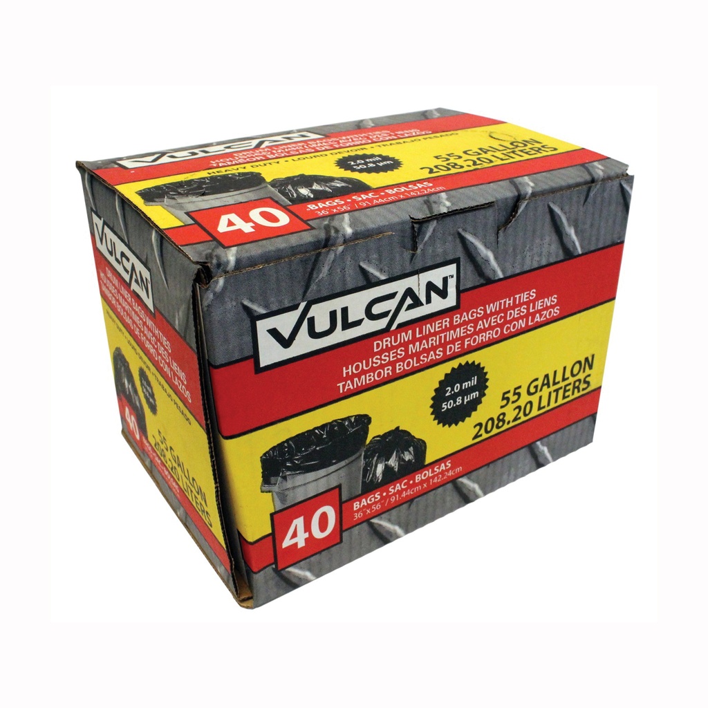 Trash Bag 55Gal 2mil Drum Liner Black BX40
