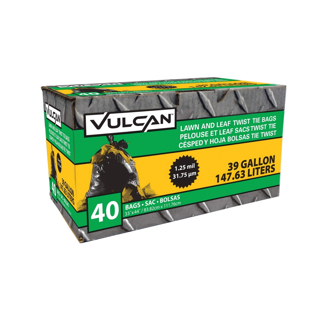 Trash Bag 39Gal 1.25mil Lawn & Leaf Twist Tie Black