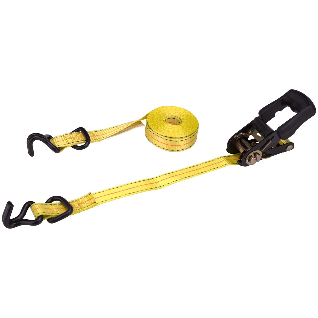 Ratchet Tiedown 1"x16' Yellow J-Hook 1000lb